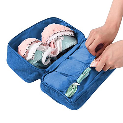 Portable Underwear Bra Storage Bag Waterproof Travel Organizers Multi-Layer Toiletry Packing Cube - color: sky blue