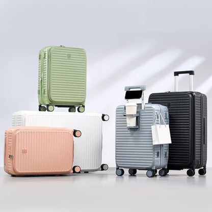 HanTrip 20 Inch Carry on Luggage 22x14x9 Airline Approved Hard Shell Suitcases with Wheels, Top Opening Expandable Carry on Luggage with Cup Holder Small Rolling Suitcase with Lock, Pink - color: Pink, size: Expandable 20 Inch