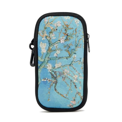 QIUTIMIY Sunglasses Soft Case Zipper Double Eyeglass Case with 2 Compartments 1 Belt Clip - color: Almond Blossom