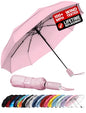 Repel Windproof Travel Umbrella - Compact & Withstands Winds up to 100MPH , Strongest Premium Auto Folding Umbrella for Rain and Sun - Durable, Light & Portable for Women & Men , Fits Backpack & Cars - color: Pastel Pink