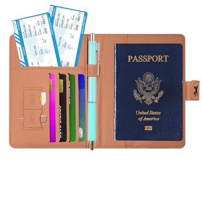 Passport Holder, Travel Wallet Cover with Pen Loop | Cute RFID Blocking Leather Case with Magnetic Closure for Travel Essentials-Leopard - color: J-Leopard