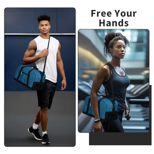 Apenze Small Gym Bag 14 inch lightweight Carry On Mini Duffel Bag for Travel Sport - Blue - color: Blue