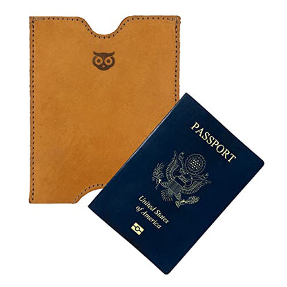 Hide & Drink, Travel Passport Pocket Sleeve Handmade from Full Grain Leather - Old Tobacco - color: Old Tobacco