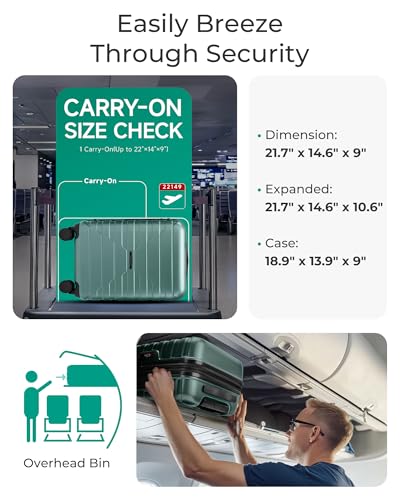 BAGSMART Carry On Luggage 22x14x9 Airline Approved with Spinner Wheels,Lightweight 20 Inch Luggage with TSA Lock,Expandable Hard Shell Carry On Suitcases for Men Women,Pine Green - color: Pine Green
