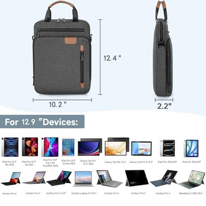 12.9 Inch Tablet Sleeve Bag, Padded Carrying Case for 13" iPad Air M4 M3 M2 2026-2024, iPad Pro M5 M4 M2 M1, Samsung Galaxy Tab S9 FE+/S9+/S8+/S7 FE/S7+ 12.4" 2022/2023, Surface Laptop Go 12.4" - color: Grey, size: 12.9 Inch
