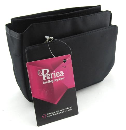 Periea ‘Tegan’ Small Handbag Organizer Insert or Make-up Bag – 5 Colors Available (Black) - color: Black