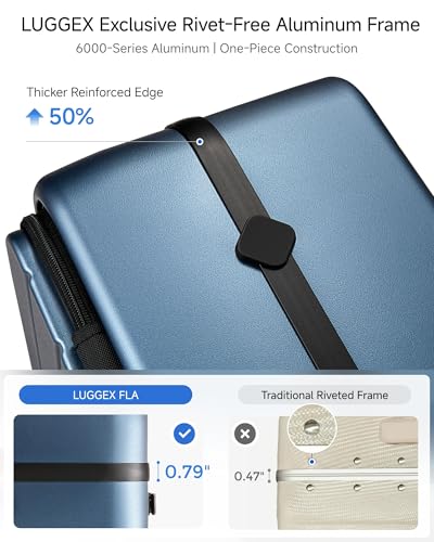 LUGGEX Carry On Luggage Top Opening, FLA Aluminum Frame Trunk Style Luggage, Polycarbonate Hard Shell Suitcase (FX-Enhance, Charcoal Metallic, 20 Inch, 38L) - color: Black