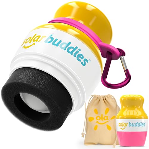 Pink Bag Bundle Solar Buddies Refillable Roll On Sunscreen Suncream Applicator Bag Bundle With Applicator Carabina Clip For Families, Kids, Adults, Travel Set, With A Free Sticker Pack (Pink) - color: Pink