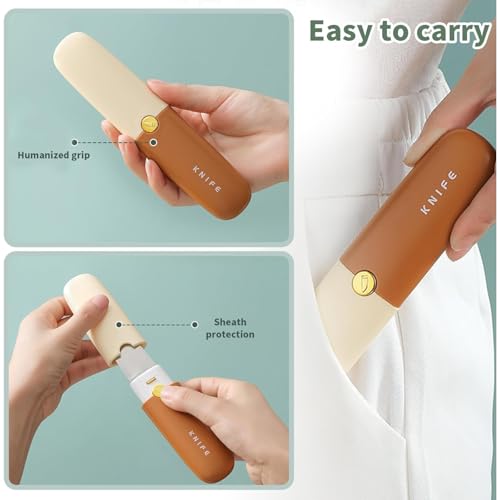 2 in 1 Stainless Steel Fruit & Vegetable Knife, Dual-Use Portable Peeling Knife, Kitchen and travel Specific Fruit Tools (Orange)