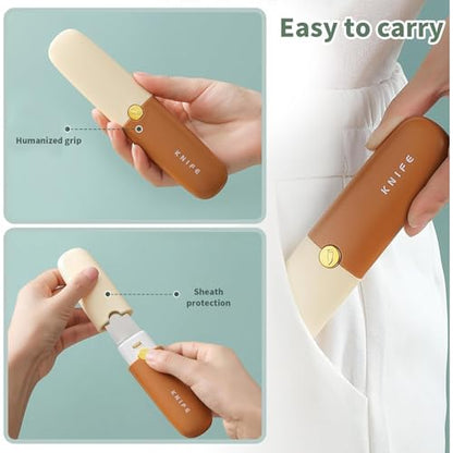 2 in 1 Stainless Steel Fruit & Vegetable Knife, Dual-Use Portable Peeling Knife, Kitchen and travel Specific Fruit Tools (Orange)