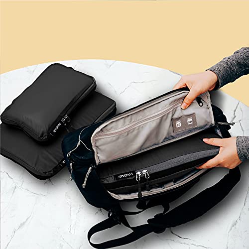 BAGAIL 5 Set Ultralight Compression Packing Cubes Travel Accessories Expandable Packing Organizers(Black) - color: Black