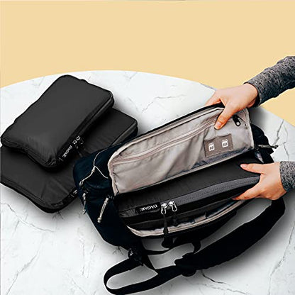 BAGAIL 5 Set Ultralight Compression Packing Cubes Travel Accessories Expandable Packing Organizers(Black) - color: Black
