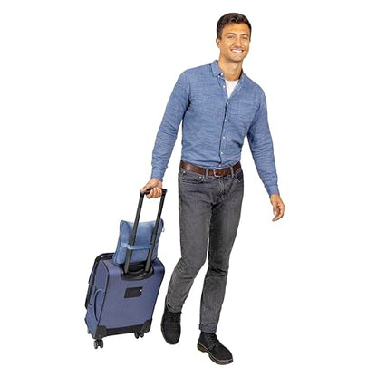 BlueHills Premium Soft Plush Travel Blanket Pillow for Airplane Traveling Essentials in a Bag Flight Throw with Hand Luggage Belt Backpack Clip Compact Portable Plane Accessories Grayish Blue - T026 - color: Grayblue-1pk-t026