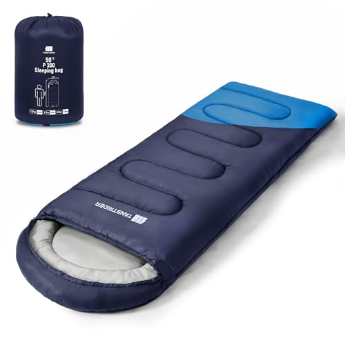 Lightweight Waterproof Sleeping Bag for Adults & Kids, Compact Backpacking Sleeping Bag with Compression Sack, Warm Weather Camping Essentials for Hiking, Travel, Outdoor & Indoor Use - color: D1 Blue