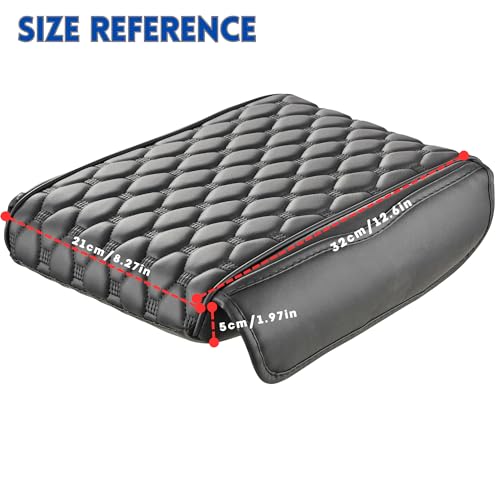 Car Armrest Cushion Pad Auto Center Console Cover with Storage Bag Memory Foam Arm Rest Console Pad Leather Universal Fit for Most Vehicles (Thick Pad, Black) - color: Black