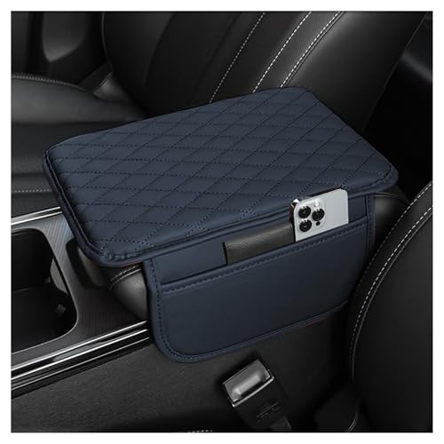 Stacool Upgraded Car Center Console Cover,Microfiber Leather Car Armrest Cover Cushion with 2 Storage Bags,Universal Car Armrest Storage Box (Blue) - color: Blue