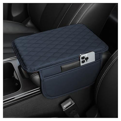 Stacool Upgraded Car Center Console Cover,Microfiber Leather Car Armrest Cover Cushion with 2 Storage Bags,Universal Car Armrest Storage Box (Blue) - color: Blue