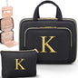 Gifts for Women, Initial Toiletry Makeup Bag Hanging Cosmetic Organizer with Embroidery Letter Personalized Nurse Teacher Appreciation Birthday Mothers Day Gifts for Mom Sister Wife Friends Auntie Her - style: K