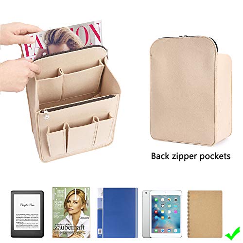 Yoillione Felt Backpack Organizer Insert for Women and Men, Large Travel Rucksack Insert with High Capacity, Lightweight Bag Organizer with Zipper Pockets - color: Beige, size: Small