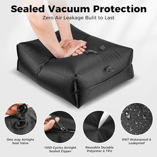 Travel Vacuum Seal Bags with Wireless Rechargeable Pump, 25L Durable Reusable Compression Packing Bags for Carry-On Suitcase & Backpack, IP67 Waterproof Space Saver Kit (2 Pack)