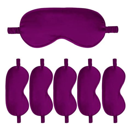 6PACK Silk Sleep Mask Satin Eye Masks Blackout Silky Eyeshade Cover Soft Blindfold Eyeshades for Women Sleeping Travel Gift - color: Plum