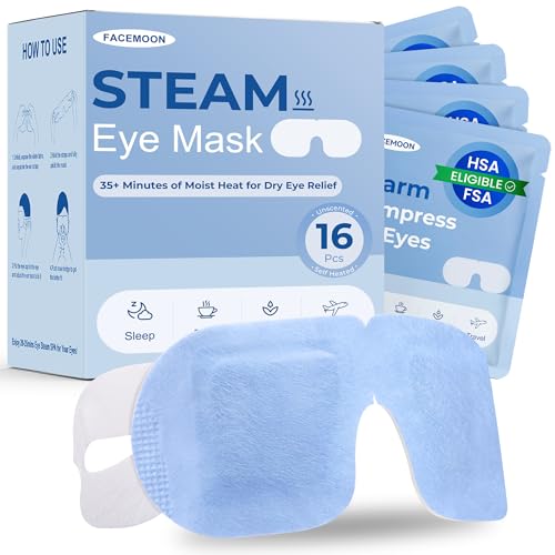 16 Pack Steam Eye Mask for Dry Eyes: Self-Heating Warm Compress for Stye Relief & Digital Eye Strain, FSA&HSA Eligible, Travel & Spa Essential, Disposable, No Microwave, Self-Care Gift, Unscented - color: Blue -16 Packs