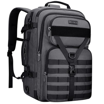 WITZMAN Carry On Travel Backpack for Men Large Convertible 45L Fit 17 Inch Laptop Backpack 3 in 1 Bag for Airline Approved(B688 Silvery Grey) - color: Silvery Grey
