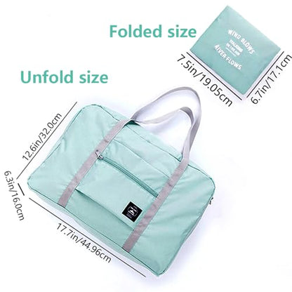 Travel Bag 12 Packes Carry on Luggage Foldable Duffel Bag Sports Gym Bag Weekender Overnight Bag Water Resistant Nylon Travel Duffel for Men Women (Green 12PCS) - color: Green 12