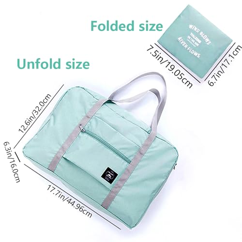 INVODA Travel Bag 24 Packes Carry on Luggage Foldable Duffel Bag Sports Gym Bag Weekender Overnight Bag Water Resistant Nylon Travel Duffel for Men Women (Green 24PCS) - color: Green 24