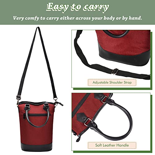 Tirrinia Insulated Wine Gift carrier Tote - Travel Padded 2 Bottle Wine/Champagne Cooler Bag with Handle and Adjustable Shoulder Strap, Great Wine Lover Gift, Red - color: Red