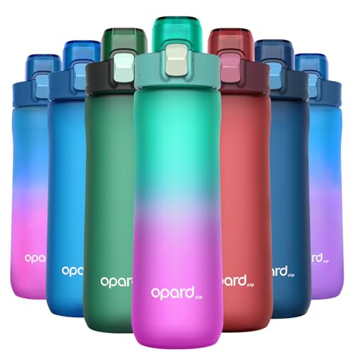 Opard 20oz Plastic Water Bottle Dishwasher Safe, Leakproof Flip-Top Lid, BPA Free Tritan, Wide Mouth Reusable Kids Water Bottle for School Hiking Commuting Outdoor Travel and Gym - color: Bubblegum Cyan Pink, style: 20 oz - Fast Flow