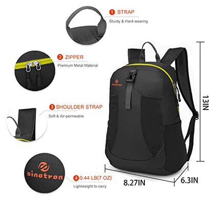 sinotron 22L Lightweight Packable Hiking Backpack, Small Hiking Backpack Day Pack for Women Men Travel Camping Vacation - color: Black