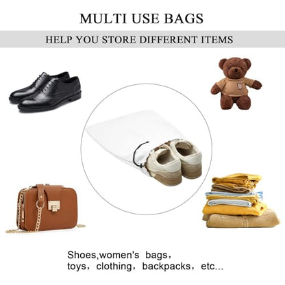LAKE OF FIRE 4-Piece Travel Shoe Bags for Packing, 17.7" x 13.8" Dustproof Shoe Bags with Drawstring Closure,Washable & Reusable(White) - color: White