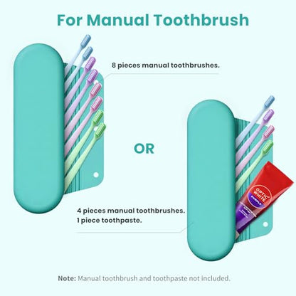 Silicone Electric Toothbrush Travel Case, Manual Toothbrush Travel Cover for Men and Women,Toothbrush Holder for Travel,Gym and More, Fits Most Manual and Electric Toothbrushes - Mint Green - color: Mint Green