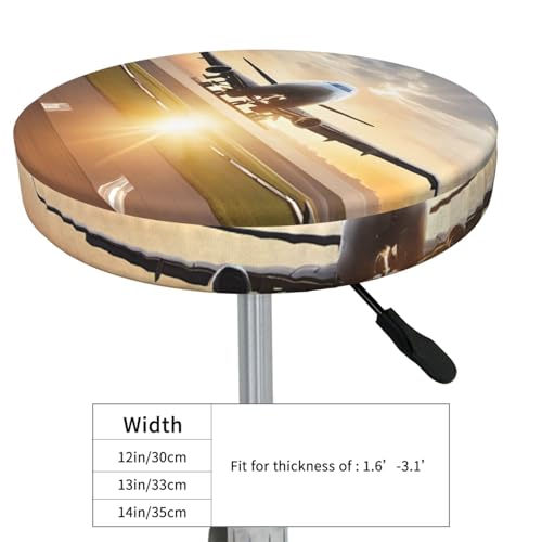 Round Bar Stool Covers 14 Inch, Airplane, 3-Layer Velvet Circular Seat Cushion Covers, Washable Non-Slip Chair Pads for Round Stools, Suitable for Thick Within 2.76 Inch - size: 14 inch