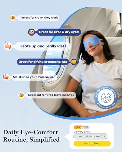 16 Pack Steam Eye Mask for Dry Eyes: Self-Heating Warm Compress for Stye Relief & Digital Eye Strain, FSA&HSA Eligible, Travel & Spa Essential, Disposable, No Microwave, Self-Care Gift, Unscented - color: Blue -16 Packs