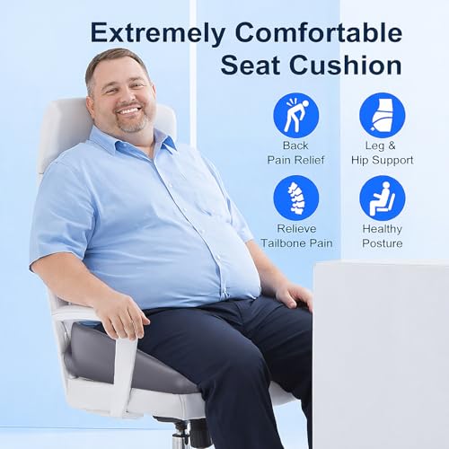 Office Chair Cushion, Large Breathable Ergonomic Seat Cushion – Pressure Relief for Tailbone/Sciatica/Back Pain from Long Sitting, Memory Foam Pad for Desk Chairs, Office Chairs & Long Trips - size: 20*16*5.8
