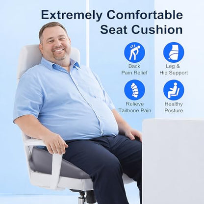 Office Chair Cushion, Large Breathable Ergonomic Seat Cushion – Pressure Relief for Tailbone/Sciatica/Back Pain from Long Sitting, Memory Foam Pad for Desk Chairs, Office Chairs & Long Trips - size: 20*16*5.8