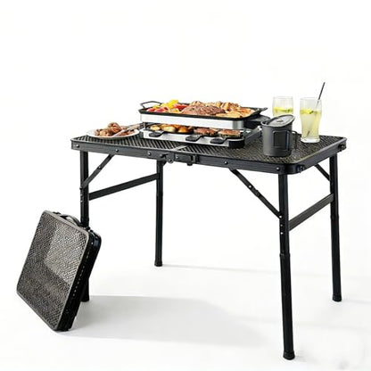 Portable Folding Camping Grill Table Adjustable Height, Lightweight Aluminum Outdoor BBQ Picnic Table, Foldable Cooking Prep Table for Camping, Tailgating, Beach, RV, Backyard, Patio - size: Medium