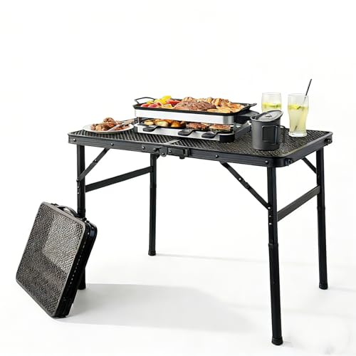 Portable Folding Camping Grill Table Adjustable Height, Lightweight Aluminum Outdoor BBQ Picnic Table, Foldable Cooking Prep Table for Camping, Tailgating, Beach, RV, Backyard, Patio - size: Medium