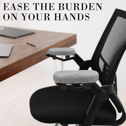 Threlaco 2 Pcs Office Chair Armrest Pads Soft Foam Office Chair Arm Covers Fluffy Flannel Gaming Armchair Armrest Cushion for Elbows and Forearms Support Pressure Relief(Gray) - color: Grey