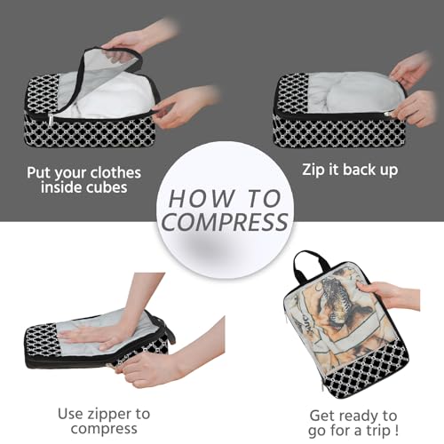 7 Pcs Compression Packing Cubes for Travel, Waterproof Suitcase Luggage Backpack Organizer with Toiletry Bag Travel Essentials for Women/Men-Plaid - color: Black-Plaid
