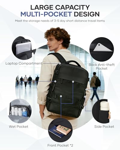 Vacuum Backpack Travel with Air Pump, Vacuum Seal Travel Backpack with Vacuum Compression System, Mochila de viaje compresion al vacio - color: A- Black