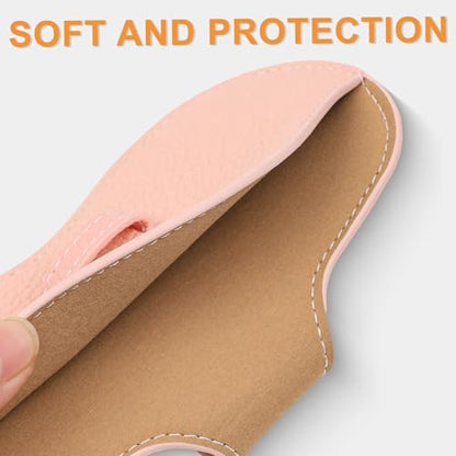 Leather Glasses Case, Portable Lightweight Soft Eyeglass Case, Travel Sunglasses Protective Case for Women Men - color: Pink