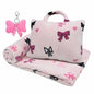 3-in-1 Kids Travel Blanket and Pillow Set, 40x60 Inch Pink Bow Blanket for Girls,Compact Set with Bow Keychain, Ideal Birthday Travel Essential - color: Pink Bow
