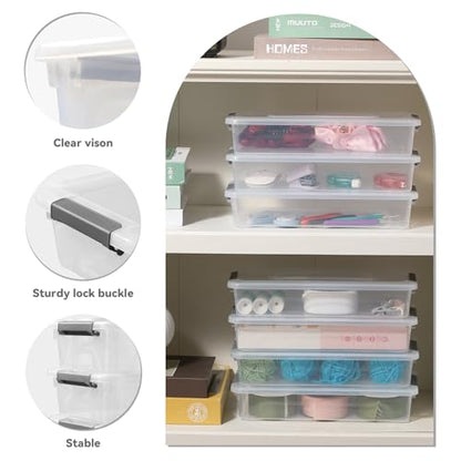 8 Pack 4QT Clear Plastic Storage Bins with Lids Stackable Storage Box for Crafts, Supplies Plastic Container Bins for Organizing (Small 8Pack) - size: Small 8Pack