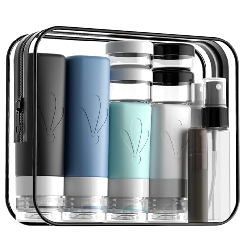 INSFIT 17 Pack Travel Bottles for Toiletries, TSA Approved 3oz 2oz Travel Size Toiletries, BPA Free Leak Proof Squeezable Silicone Tubes Travel Essentials for Shampoo Conditioner Lotion Soap - color: Black