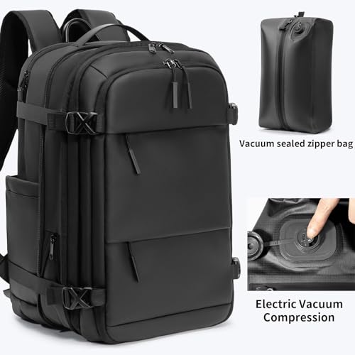 Vacuum laptop bag Compression Backpack Expandable, TSA-Approved Carry-On Water-Resistant Design for Travel with air pump (Built in pump, Large) - color: Built in Pump