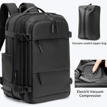 Vacuum laptop bag Compression Backpack Expandable, TSA-Approved Carry-On Water-Resistant Design for Travel with air pump (Built in pump, Large) - color: Built in Pump