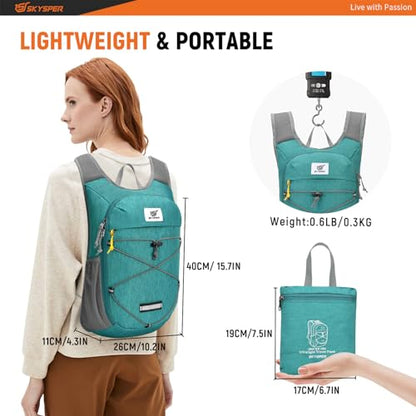 SKYSPER Foldable Hiking Backpack - 10L/15L Small Lightweight Daypack Breathable Travel Backpacks - color: Cyan, size: 10 l